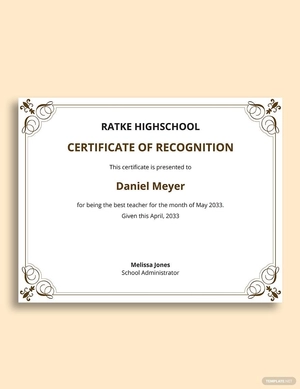 Teaching Award Certificate Template