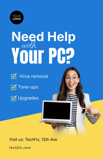 Free Simple Computer Service Poster Template to Edit Online
