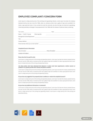 HR Employee Concern Form Template