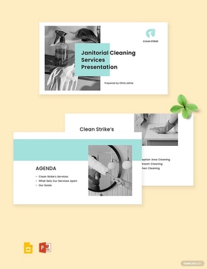 Free Janitorial Cleaning Services Presentation Template to Edit Online