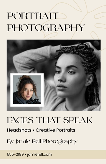 Free Portrait Photographer Poster Design Template to Edit Online