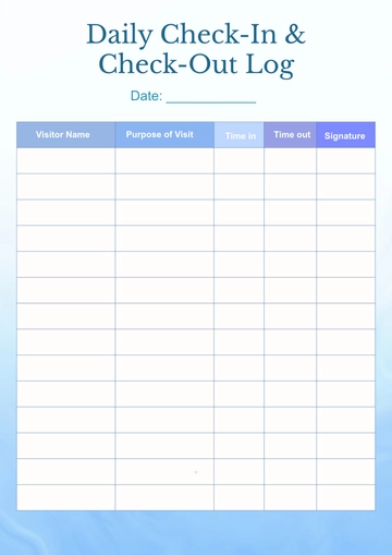 Free Daily Check-In Check Out Template to Edit Online