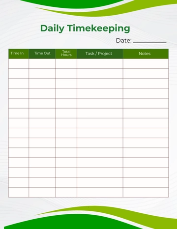 Free Daily Time Keeping Template to Edit Online