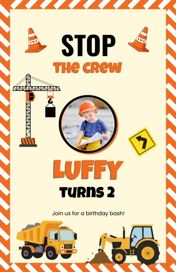 Free Construction Birthday Poster Template to Edit Online