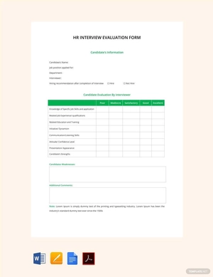 HR Interview Evaluation Form Template HR Interview Evaluation Form Template