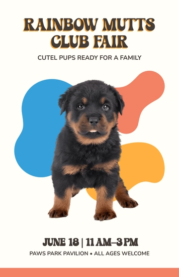 Free Colorful Dog Adoption Club Poster Template to Edit Online