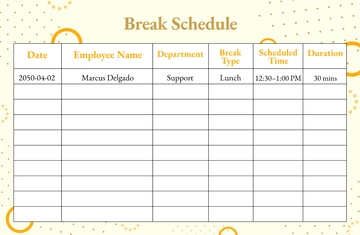 Free Break Schedule Template to Edit Online