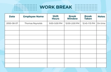 Free Work Break Template to Edit Online