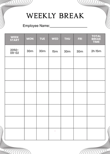 Free Weekly Break Template to Edit Online