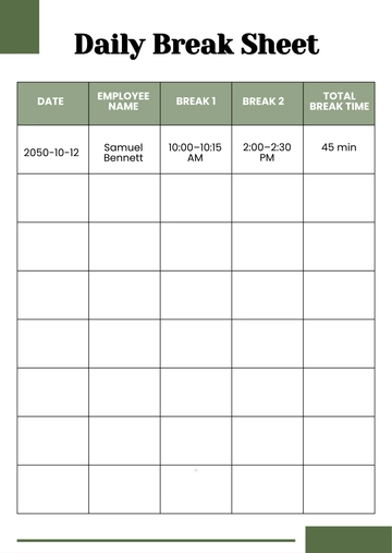 Free Simple Daily Break Template to Edit Online