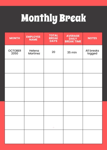 Free Monthly Break Template to Edit Online