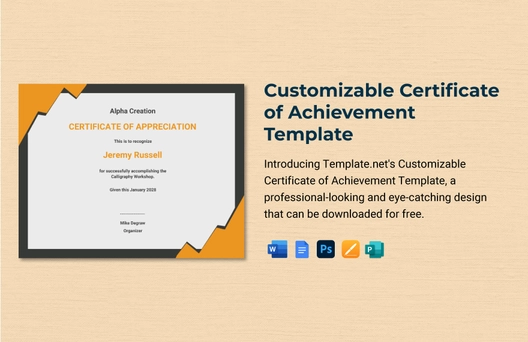 Customizable Certificate of Achievement Template