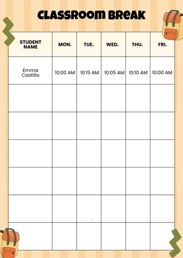 Free Classroom Break Template to Edit Online