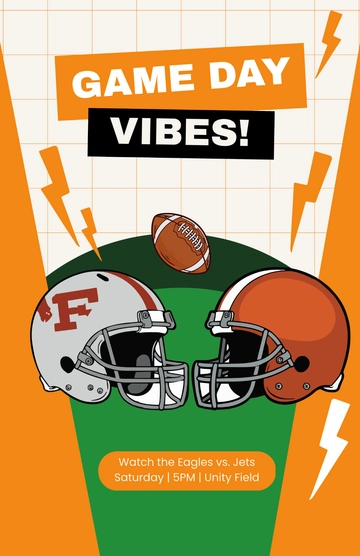 Free Colorful Sports Game Day Poster Template to Edit Online
