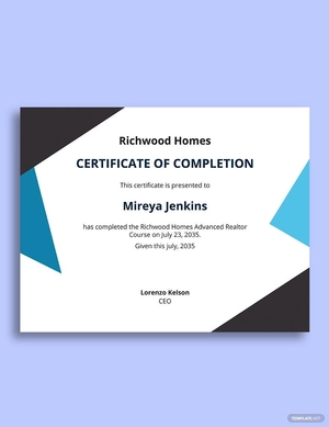 Real Estate Course Certificate Template