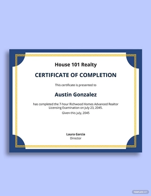 Real Estate License Certificate Template