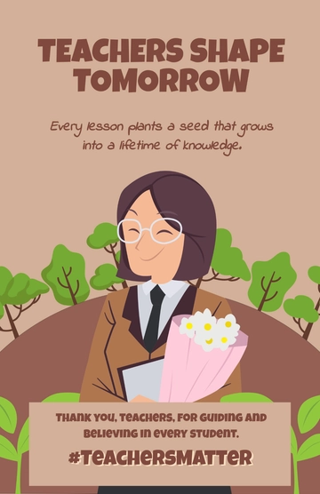 Free Brown Vertical Teacher Poster Template to Edit Online