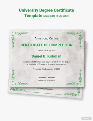Editable University Degree Certificate Template