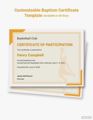 Customized Basketball Certificate Template