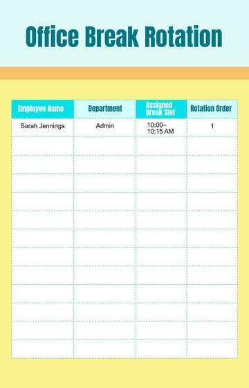 Free Office Break Rotation Template to Edit Online