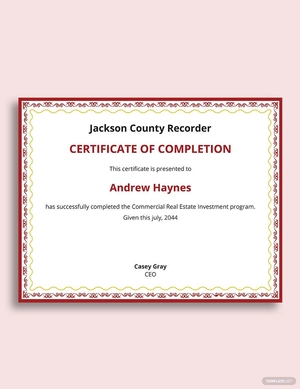 Real Estate Investment Certificate Template