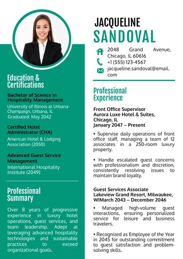 Free Hospitality Resume Template to Edit Online