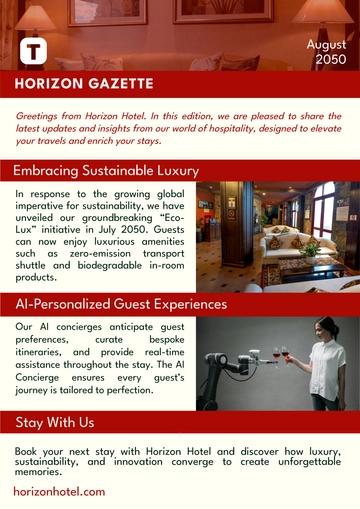 Free Hospitality Newsletter Template to Edit Online