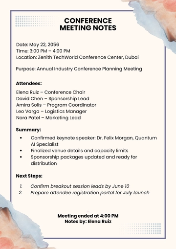 Free Conference Meeting Template to Edit Online
