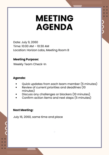 Free Meeting Agenda Template to Edit Online