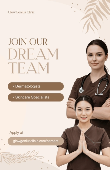 Free Aesthetic Clinic Hiring Poster Template to Edit Online