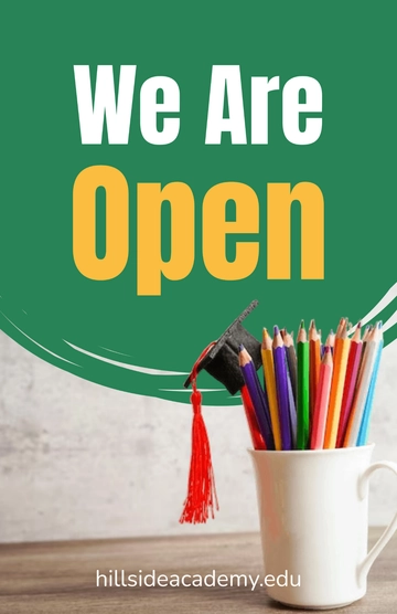 Free Academic We Are Open Poster Template to Edit Online