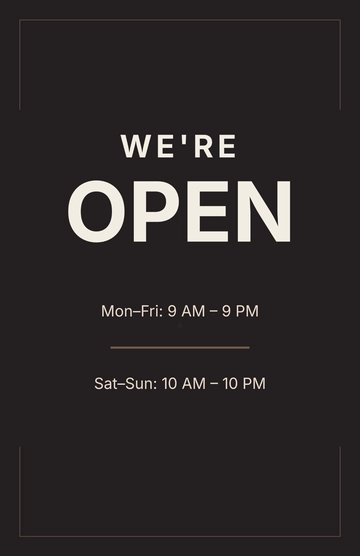 Free We Are Open Poster with Store Hours Template to Edit Online
