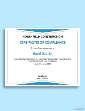 Construction Management Certificate Template