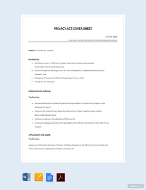 Privacy Act Cover Sheet Template