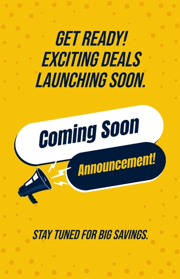Free Yellow Coming Soon Banner Poster Template to Edit Online