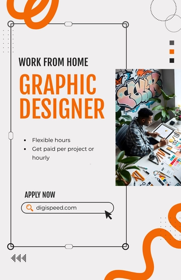 Free Work From Home Graphic Designer Poster Template to Edit Online
