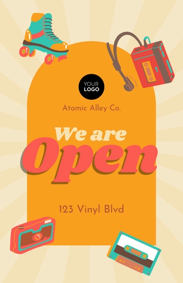 Free Retro We Are Open Poster Design Template to Edit Online