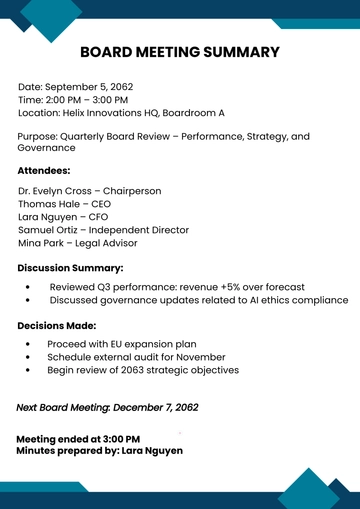 Board Meeting Template to Download