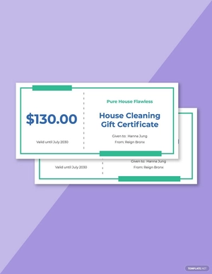 House Cleaning Gift Certificate Template