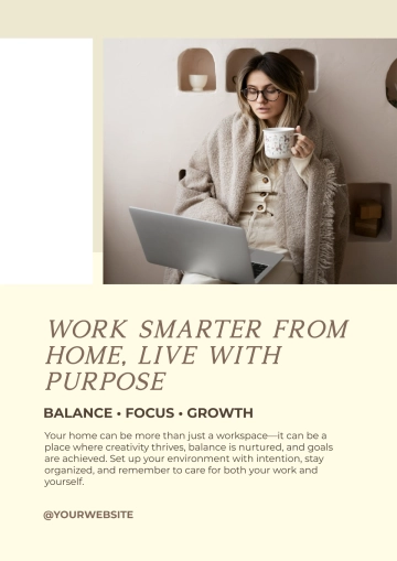 Free Beige Work From Home Wall Poster Template to Edit Online