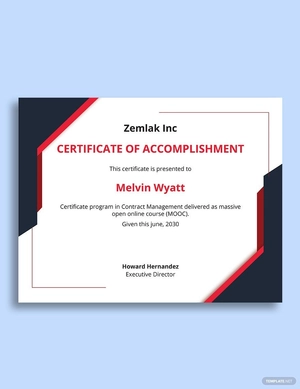 Contract Management Certificate Template