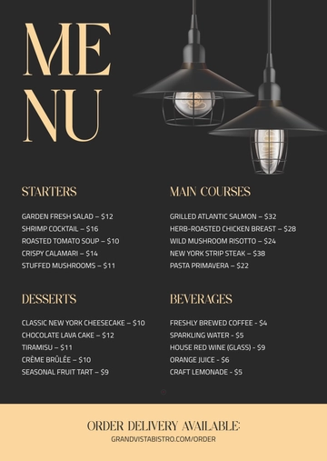 Free Hospitality and Restaurant Menu Template to Edit Online