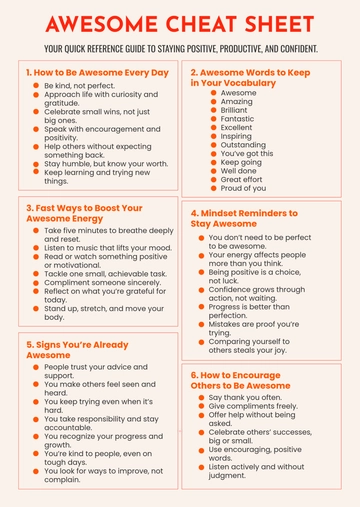 Free Awesome Cheat Sheet Template to Edit Online