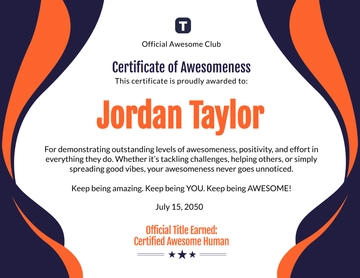 Free Awesome Certificate Template to Edit Online