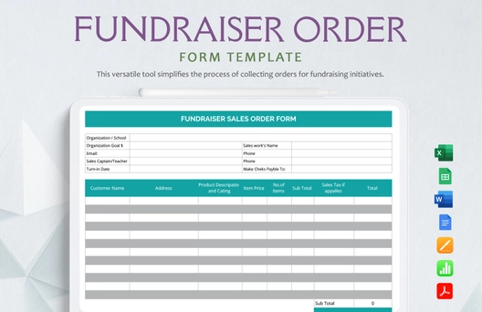 Fundraiser Order Form Template