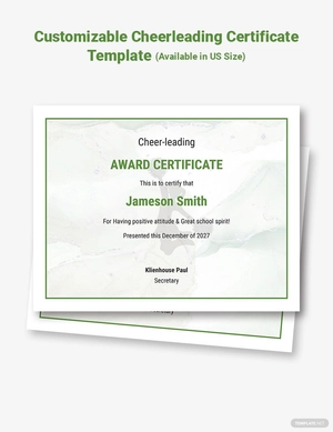 Customizable Cheerleading Certificate Template