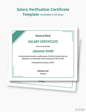 Salary Verification Certificate Template