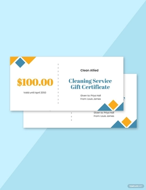 Simple Cleaning Service Gift Certificate Template