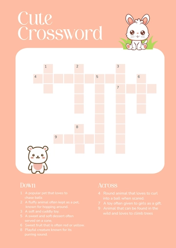Free Cute Crossword Template to Edit Online