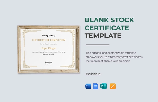 Blank Stock Certificate Template